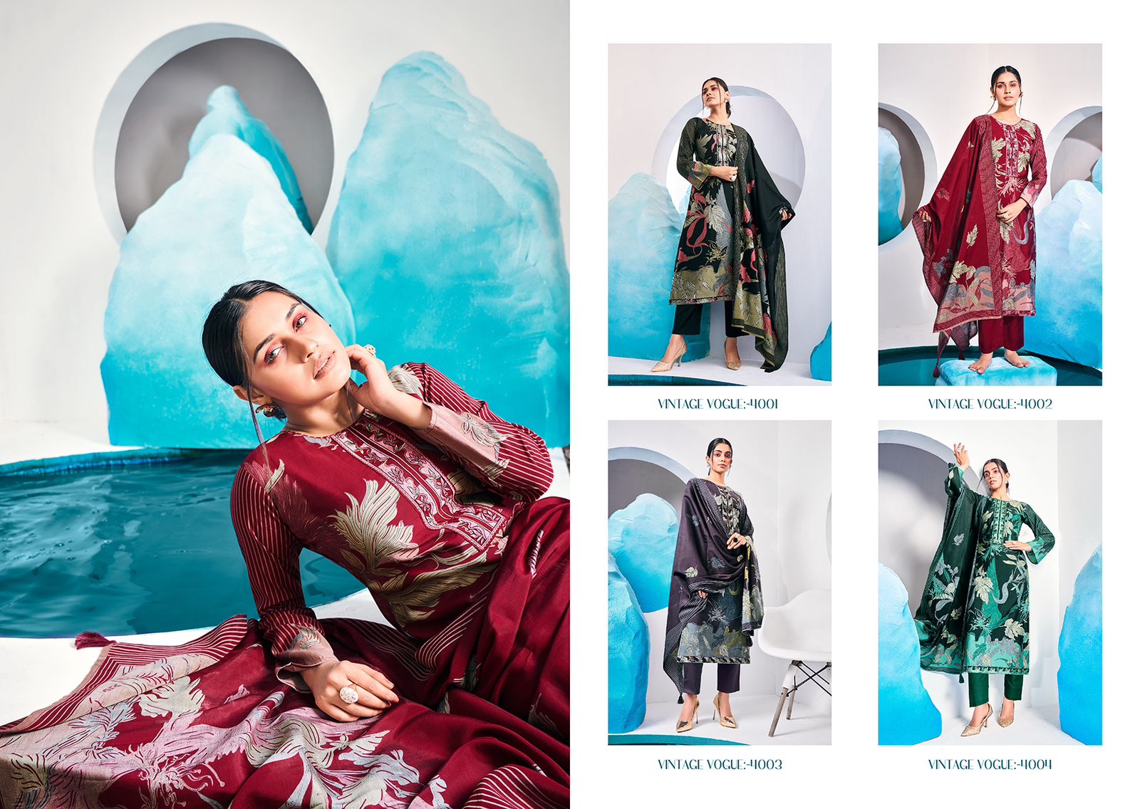 Mumtaz Vintage Vogue Viscose Designer Dress Material Collection